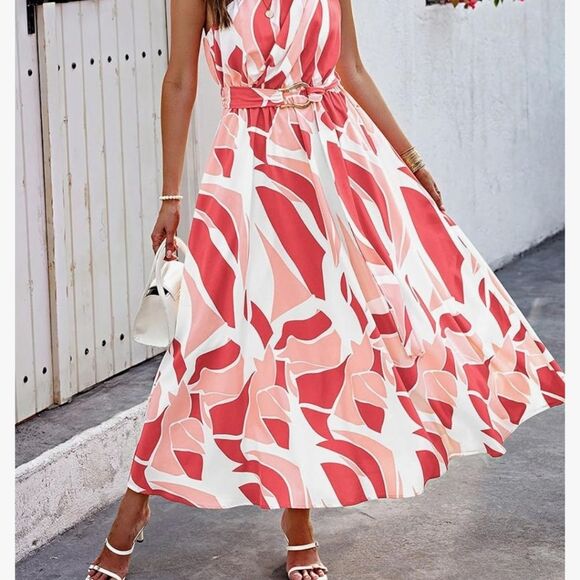 New Women's Sun Sleeveless Floral Print Dress XL 16-18 Summer Vacation - Picture 8 of 9